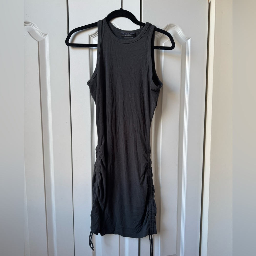 Alphabets Ribbed Tank Dress in Dark Gray